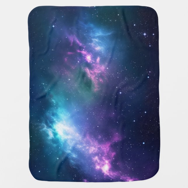 Stellar Illumination: Nebula with Glowing Stars Baby Blanket (Front)