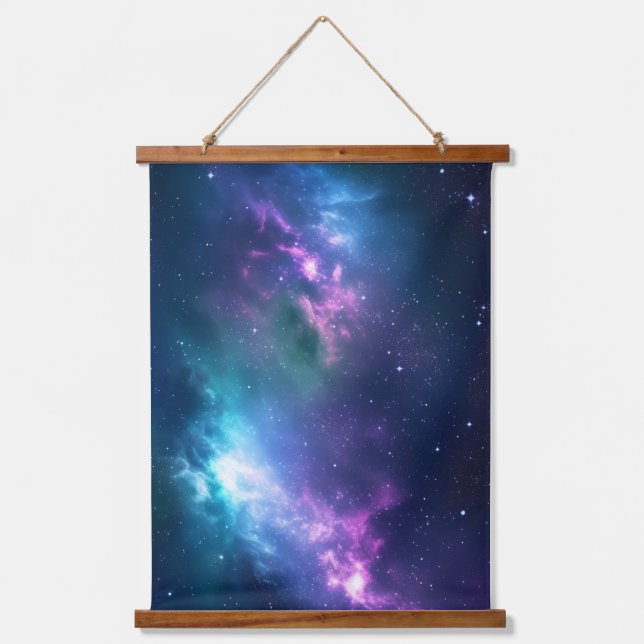 Stellar Illumination: Nebula with Glowing Stars Hanging Tapestry (Front)