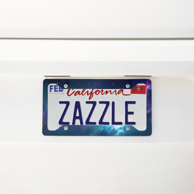 Stellar Illumination: Nebula with Glowing Stars License Plate Frame (On Car)