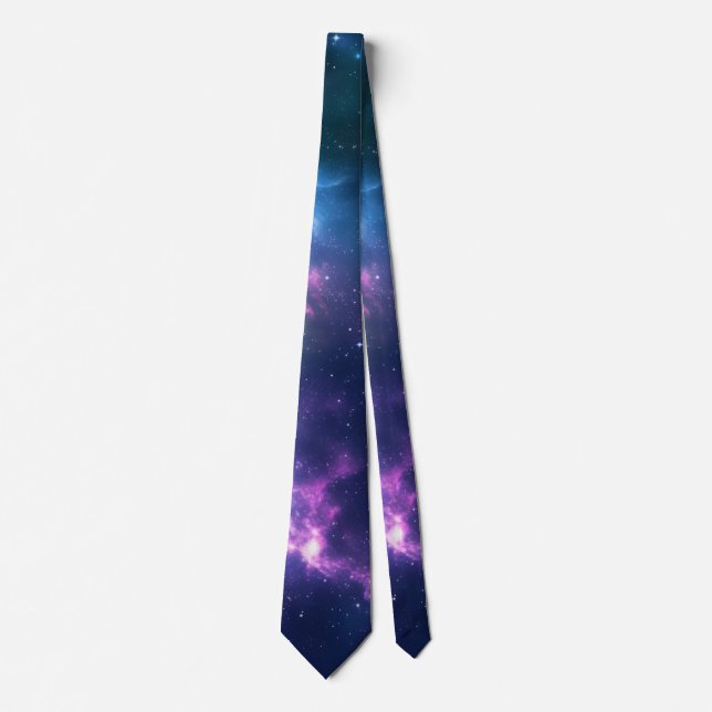 Stellar Illumination: Nebula with Glowing Stars Neck Tie (Front)