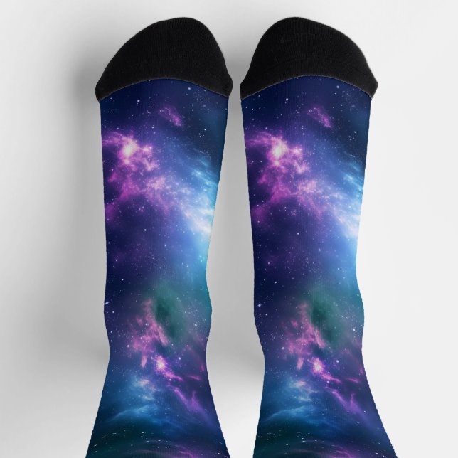 Stellar Illumination: Nebula with Glowing Stars Socks (Top)