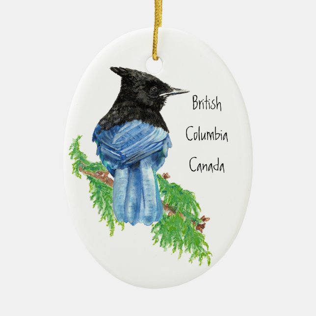 Stellar Jay B.C. British Columbian, Canada Ceramic Ornament (Front)
