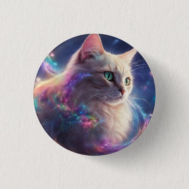 Stellar Kitty- cosmic cat art Button (Front)