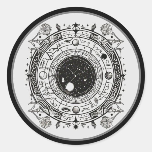 Stellar Lines Detailed Zodiac  Classic Round Sticker