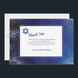 Stellar Night Bar Mitzvah Thank You Card<br><div class="desc">A handsome invitation with hues of blue featuring the Star of David. (Image by rawpixel.com on Freepik). The card is easy to customize with your wording, font and font color. Not exactly what you're looking for? All our products can be custom designed to meet your needs at no extra charge....</div>