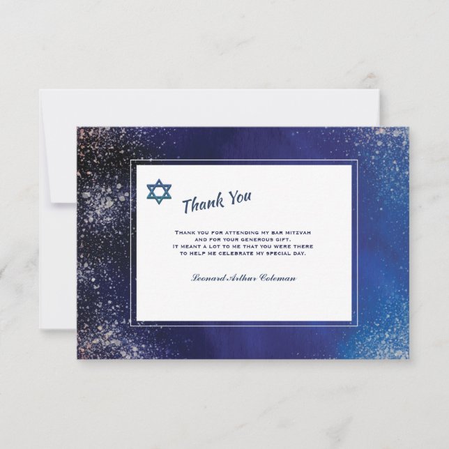 Stellar Night Bar Mitzvah Thank You Card (Front)