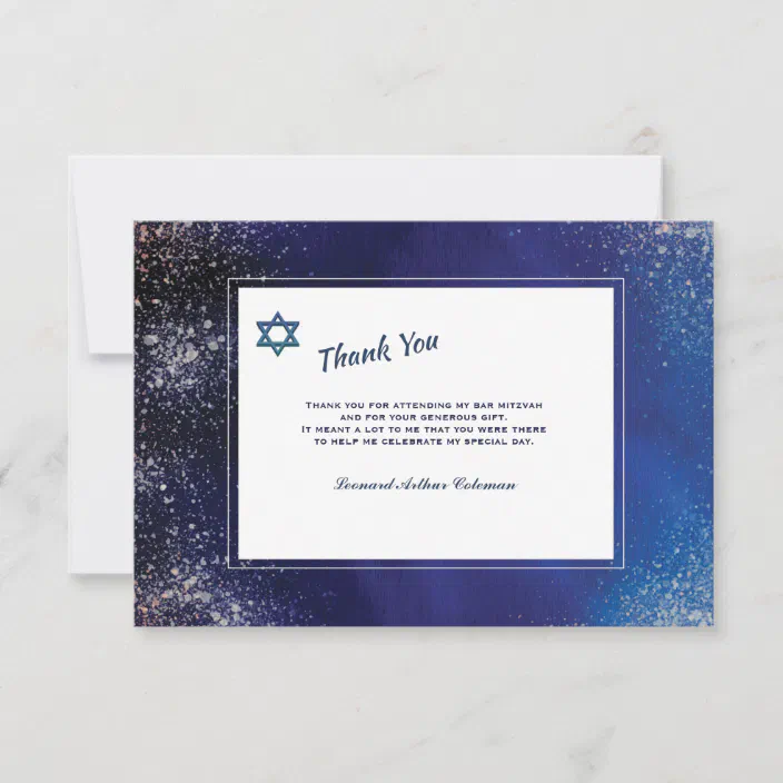 Stellar Night Bar Mitzvah Thank You Card Zazzle Com