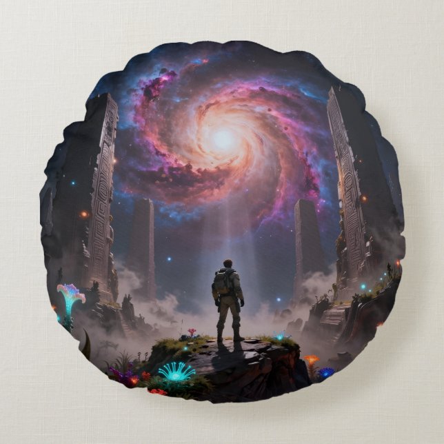 Stellar Path – Journey Through the Universe´3 Round Pillow (Front)