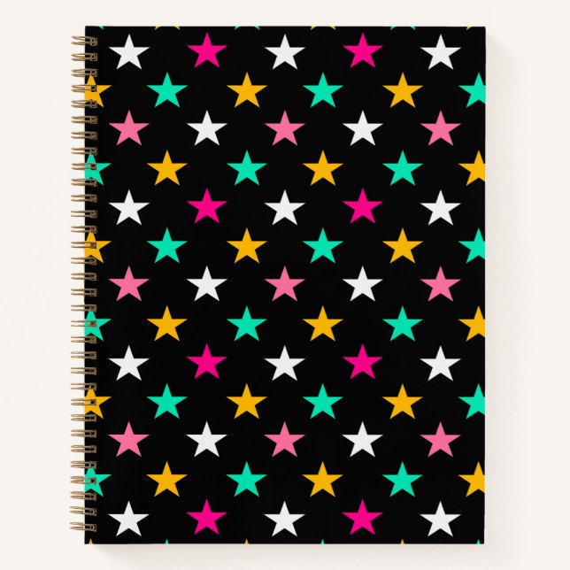Stellar Pop: Radiant Rhythm on Black Notebook (Front)