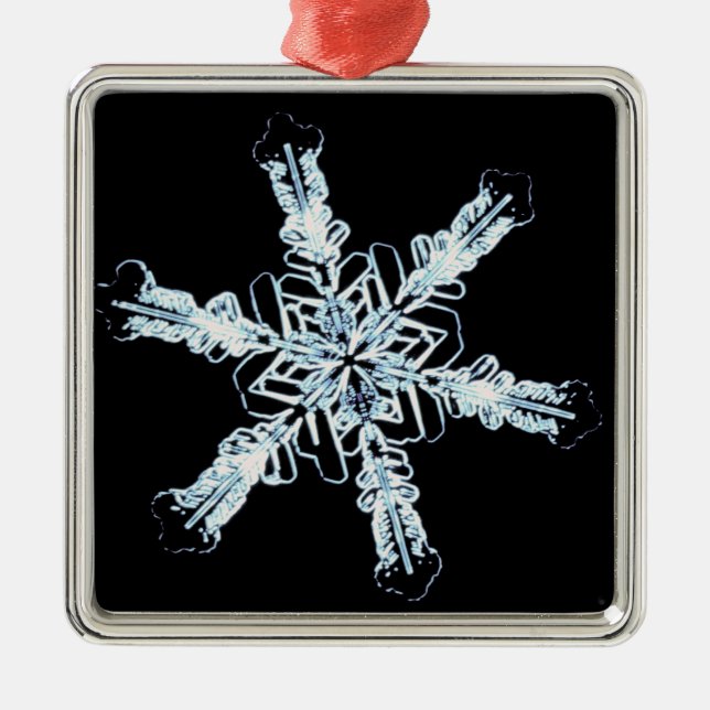 Stellar snow crystal metal ornament (Front)