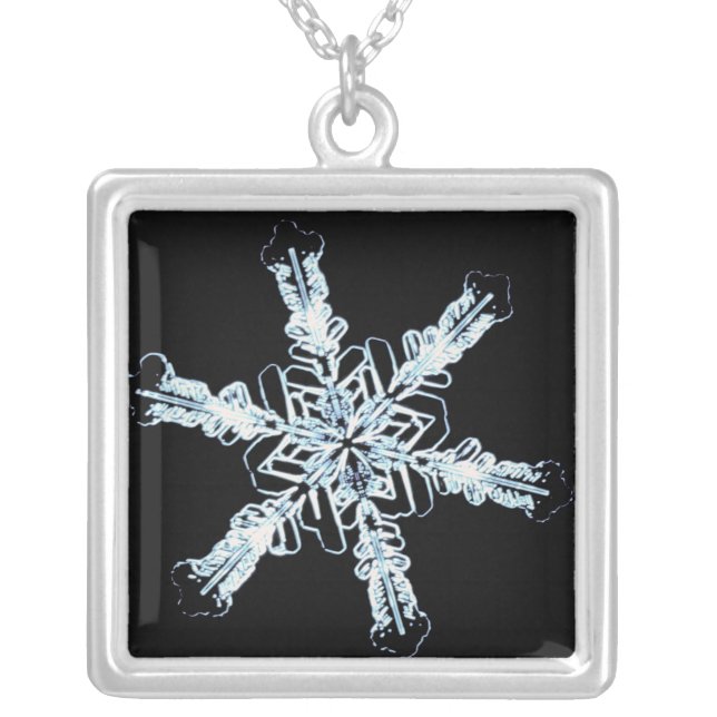 Stellar snow crystal silver plated necklace (Front)