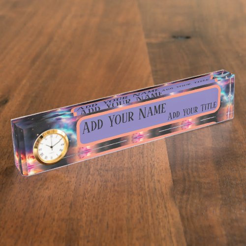 Stellar Symphony Galactic Nebulas Pattern Desk Name Plate