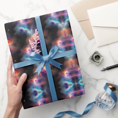 Stellar Symphony Galactic Nebulas Pattern Wrapping Paper