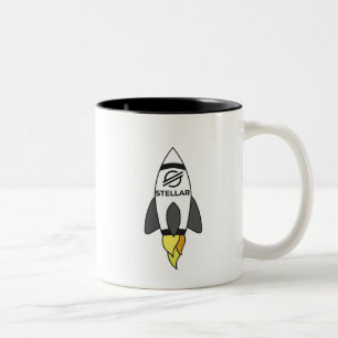 Stellar To The Moon Rocket Two-Tone Coffee Mug