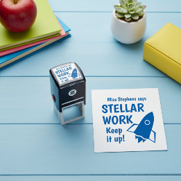 Stellar Work Keep It Up Custom Teacher Praise Self-inking Stamp