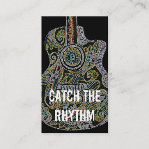 Customizable StellaRoot 1 Drawn Business Card Vintage Guitar
