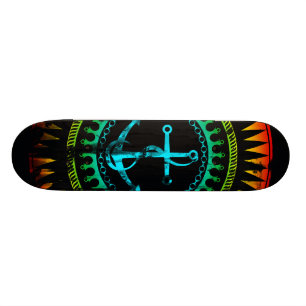 StellaRoot Anchor Down Gradient Grunge Distressed Skateboard