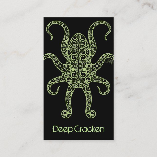 StellaRoot Cracken Octopus Damask Business Card (Front)