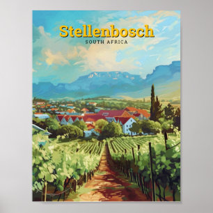 Stellenbosch South Africa Vintage Travel  Poster