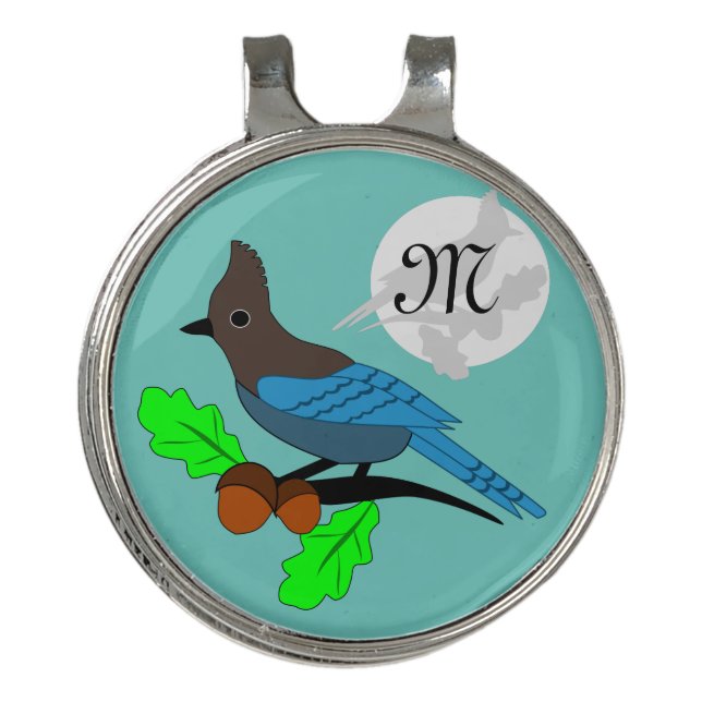 Steller Blue Jay Monogram Golf Hat Clip (Front)