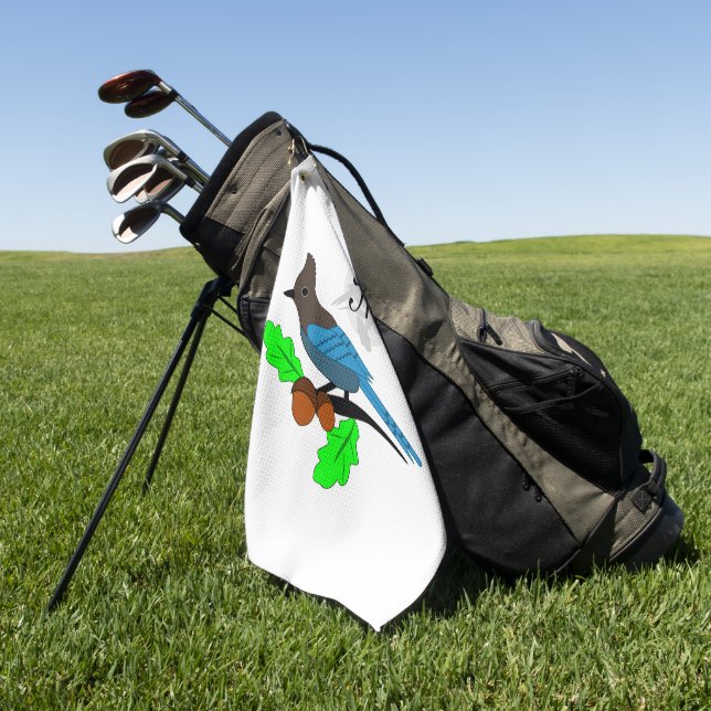 Steller Blue Jay Monogram Golf Towel (Green)