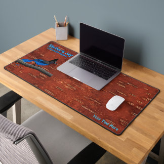 Steller's Jay On Inner Birch Bark Acrylic Print Desk Mat