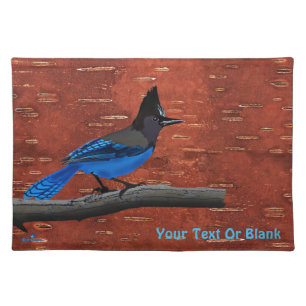 Steller's Jay On Inner Birch Bark Cloth Placemat