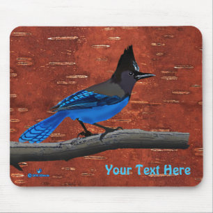 Steller's Jay On Inner Birch Bark Mouse Pad