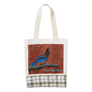 Steller's Jay On Inner Birch Bark Zazzle HEART Tote Bag