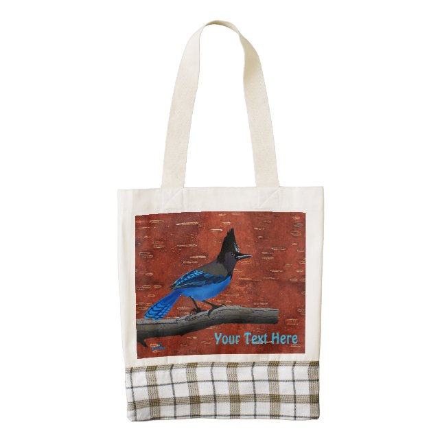 Steller's Jay On Inner Birch Bark Zazzle HEART Tote Bag (Front)