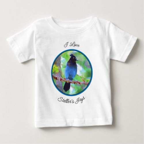 Stellers Jay Painting _ Original Bird Art Baby T_Shirt