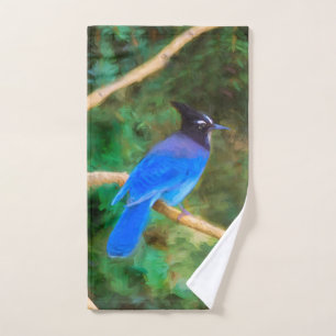 Steller's Jay Painting - Original Bird Art Bath Towel Set