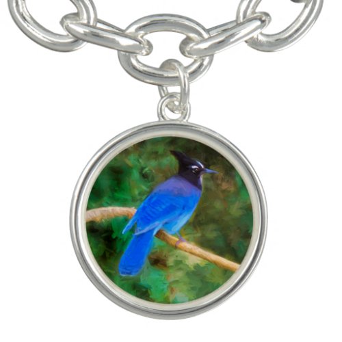 Stellers Jay Painting _ Original Bird Art Bracelet