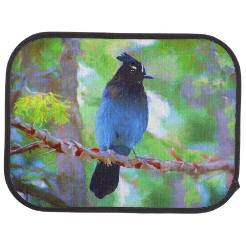 Stellers Jay Painting _ Original Bird Art Car Floor Mat