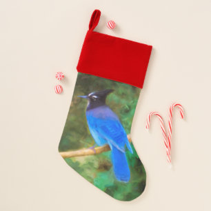 Steller's Jay Painting - Original Bird Art Christmas Stocking