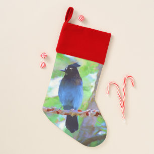 Steller's Jay Painting - Original Bird Art Christmas Stocking