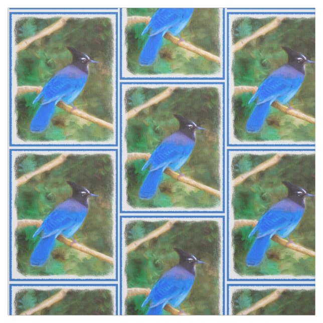 Steller's Jay Painting - Original Bird Art Fabric (Swatch)