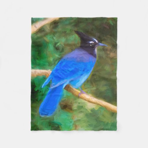 Stellers Jay Painting _ Original Bird Art Fleece Blanket