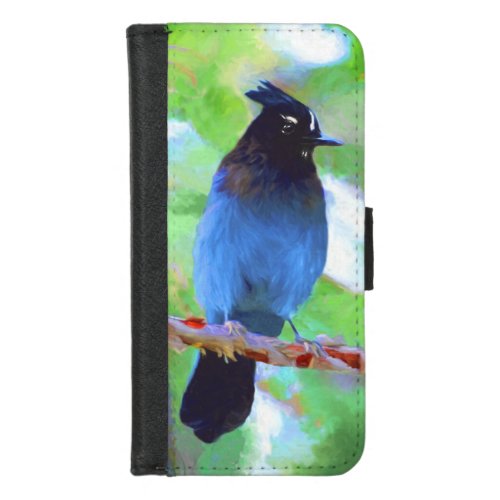 Stellers Jay Painting _ Original Bird Art iPhone 87 Wallet Case