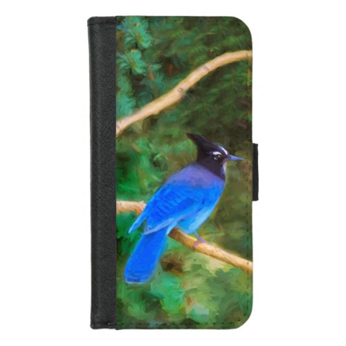 Stellers Jay Painting _ Original Bird Art iPhone 87 Wallet Case