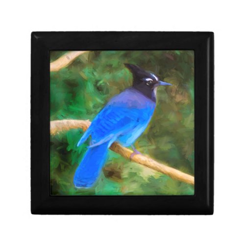 Stellers Jay Painting _ Original Bird Art Keepsake Box
