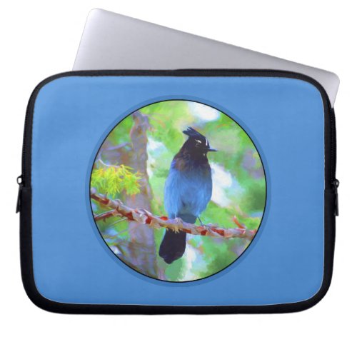 Stellers Jay Painting _ Original Bird Art Laptop Sleeve