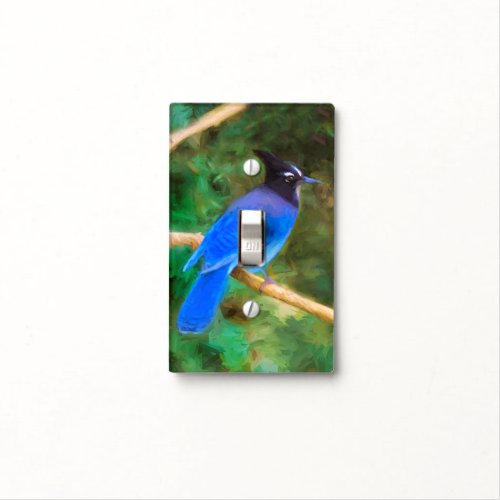 Stellers Jay Painting _ Original Bird Art Light Switch Cover
