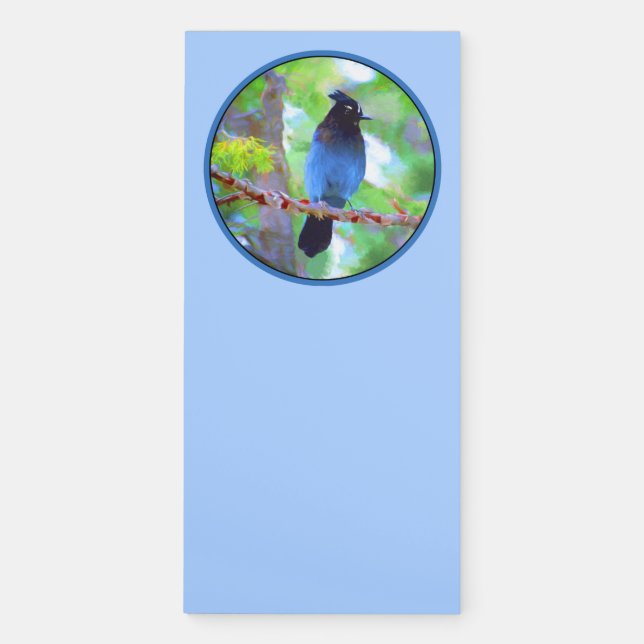 Steller's Jay Painting - Original Bird Art Magnetic Notepad (Front)