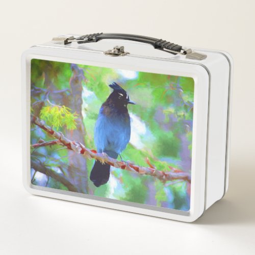 Stellers Jay Painting _ Original Bird Art Metal Lunch Box