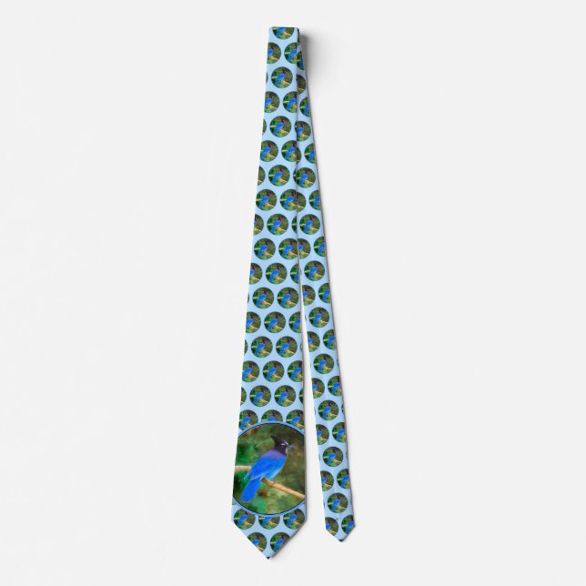 Steller's Jay Painting - Original Bird Art Neck Tie (Front)