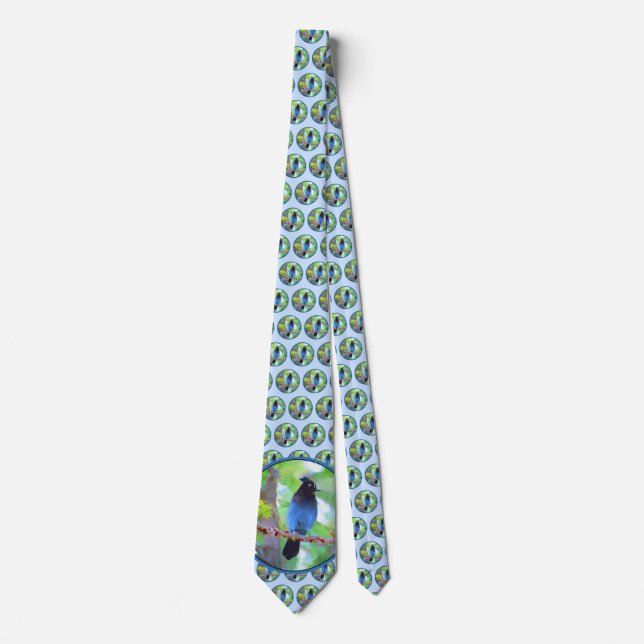 Steller's Jay Painting - Original Bird Art Neck Tie (Front)
