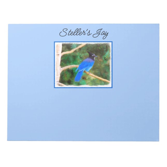 Steller's Jay Painting - Original Bird Art Notepad (Front)
