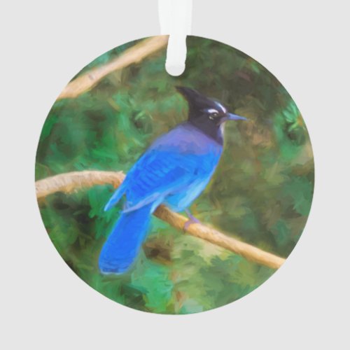 Stellers Jay Painting _ Original Bird Art Ornament