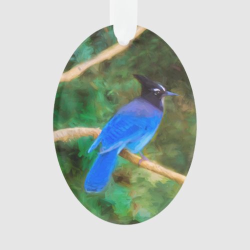 Stellers Jay Painting _ Original Bird Art Ornament